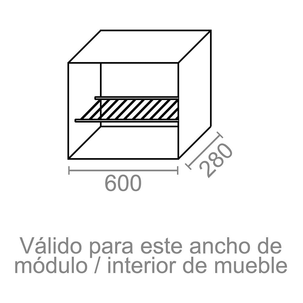 Escurreplatos y vasos para armario, ecr01, acero inoxidable, 600 x 280 x 65 mm