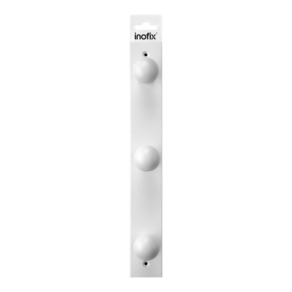 Colgador de madera de pino con 3 pomos color blanco 360 x 50 x 15 mm