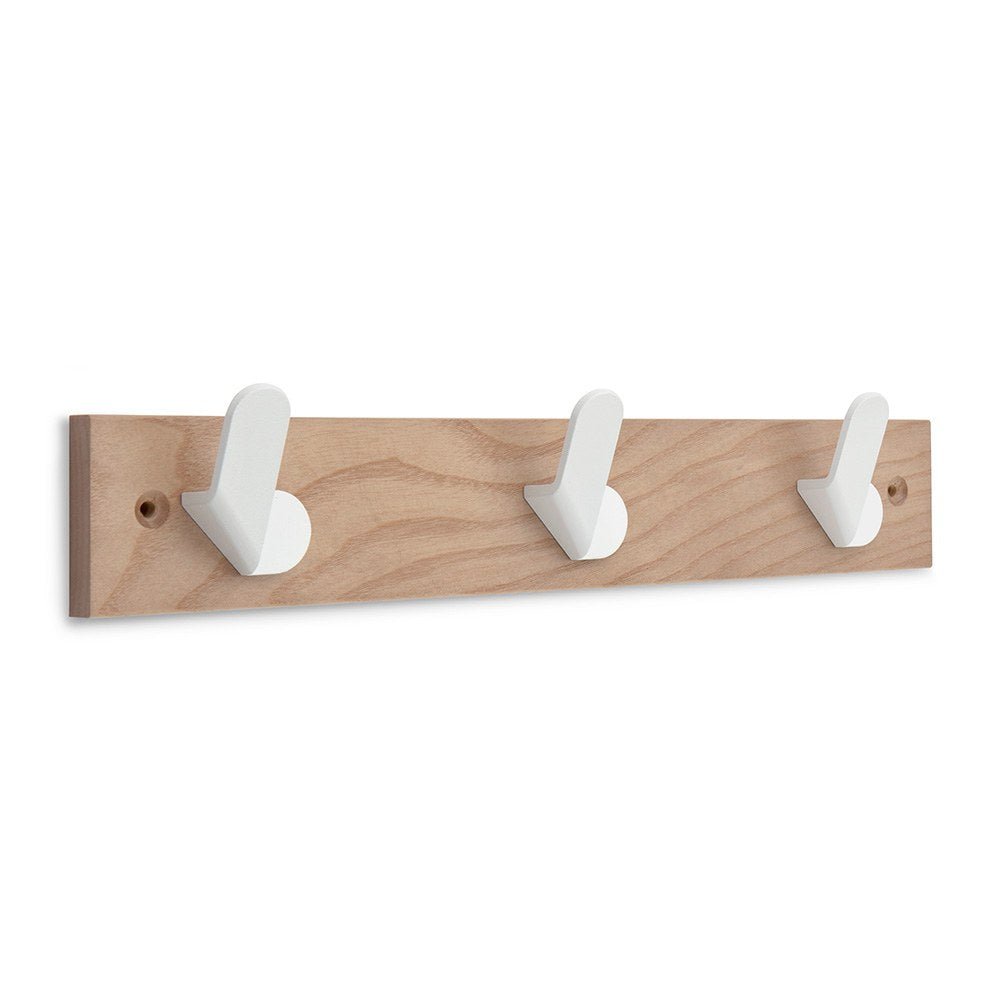 Colgador de fresno modelo nordik con 3 perchas blancas 360 x 68 x 51 mm