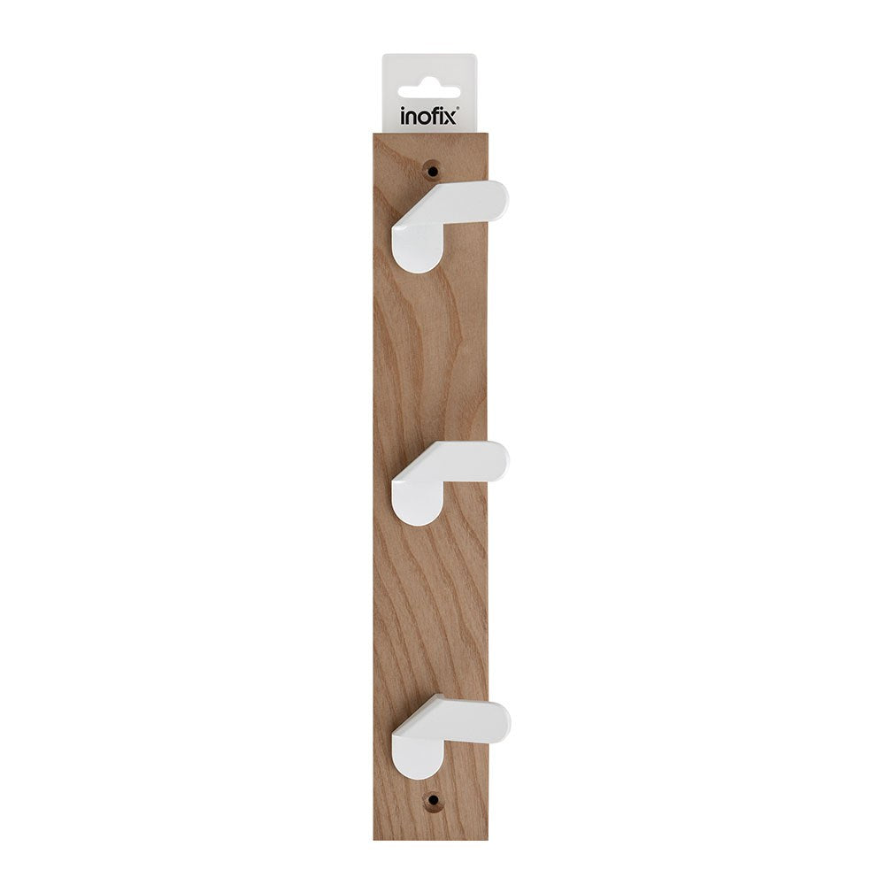 Colgador de fresno modelo nordik con 3 perchas blancas 360 x 68 x 51 mm
