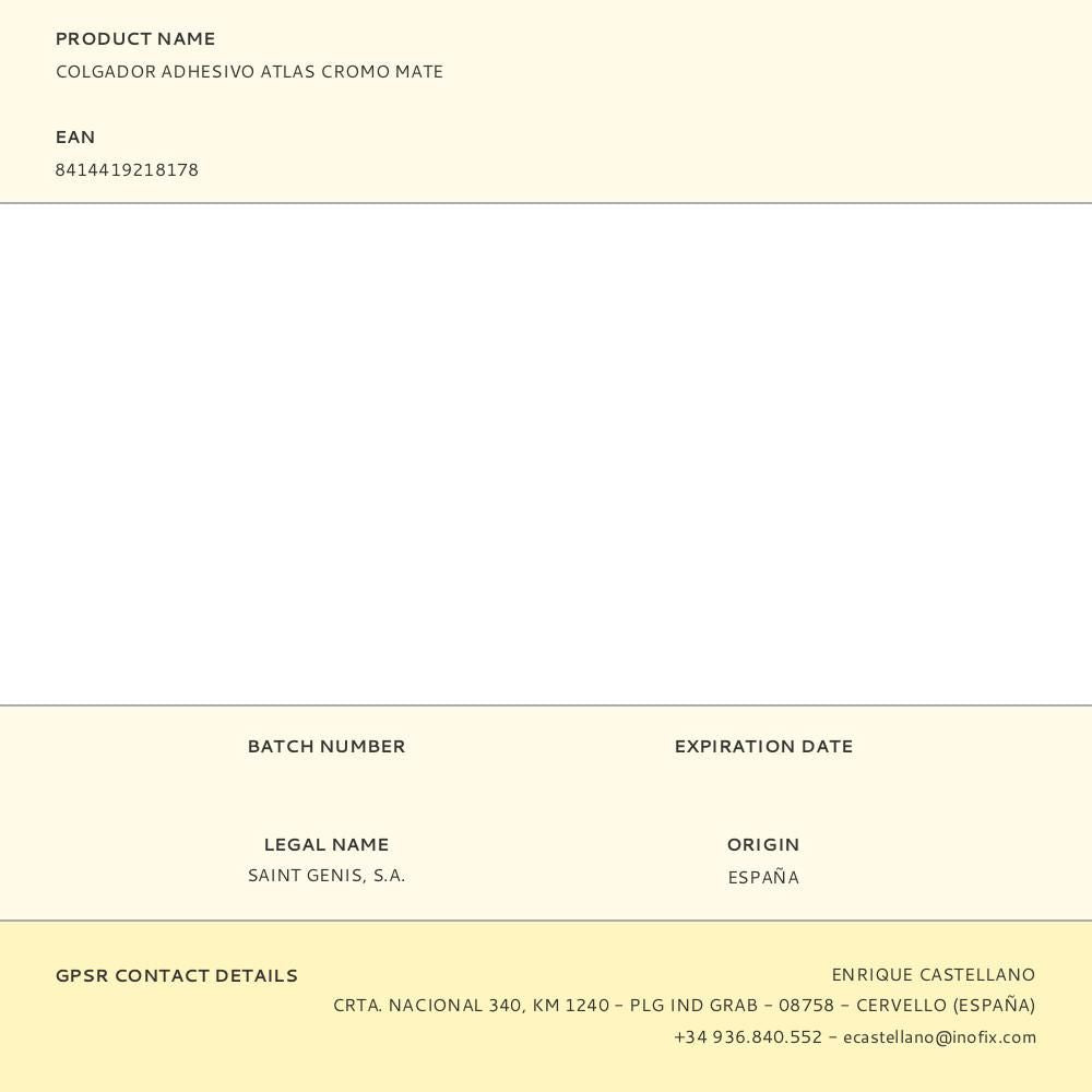 Colgador adhesivo atlas cromo mate