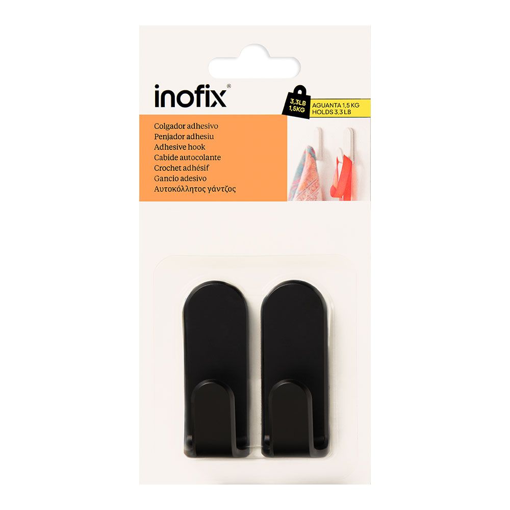 Colgador adhesivo taga negro, 2 uds