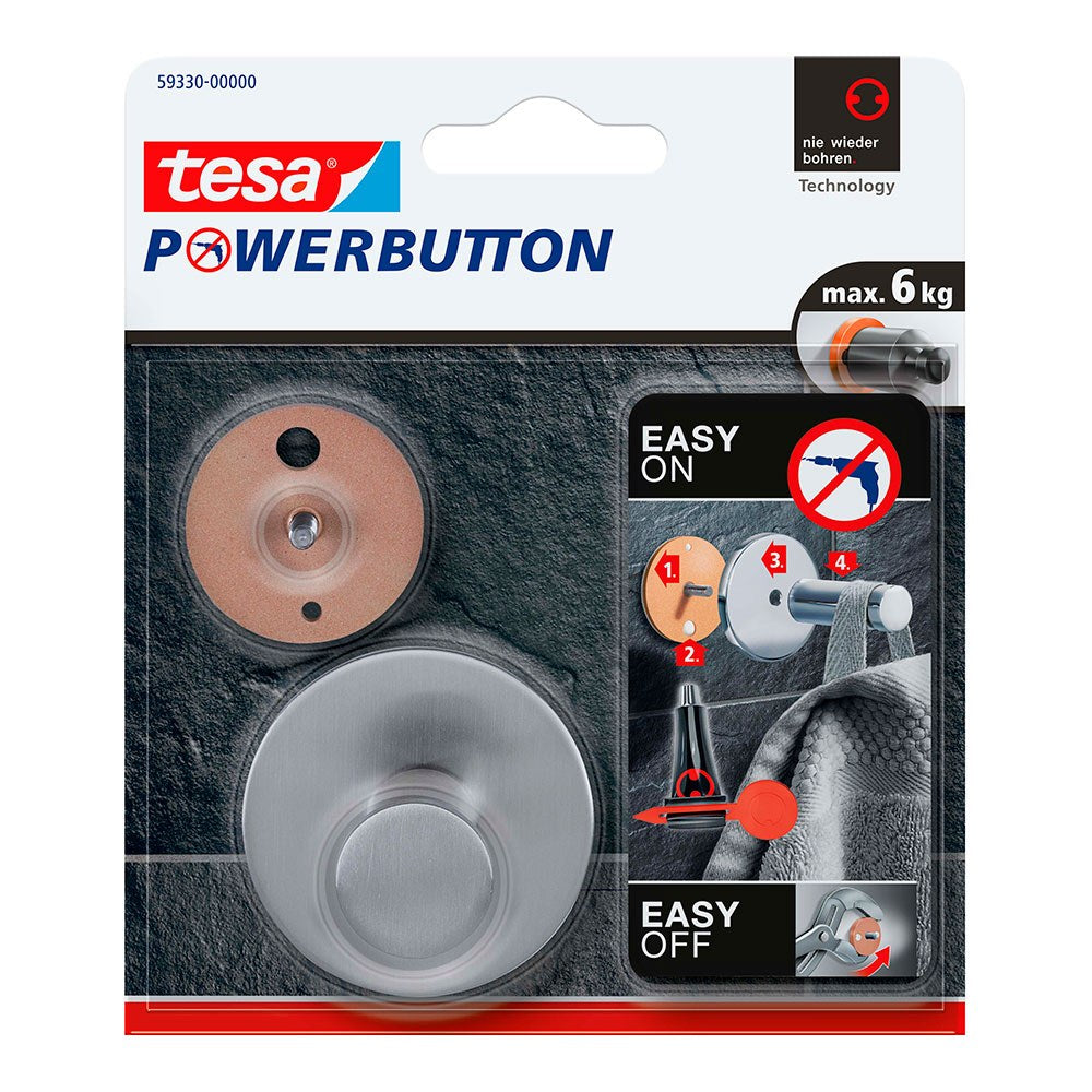Colgador powerbutton classic round, acero inoxidable
