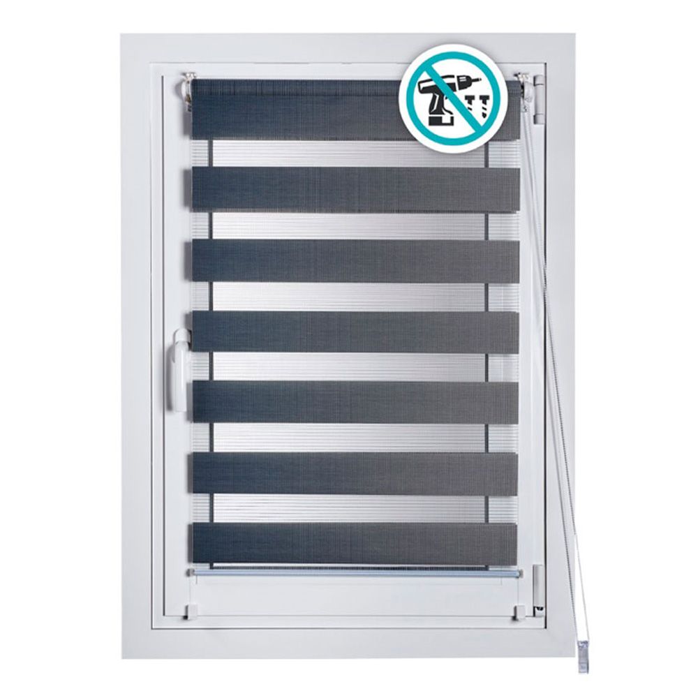 Estor enrollable clip & fix, noche & dia, plata 150 x 180 cm