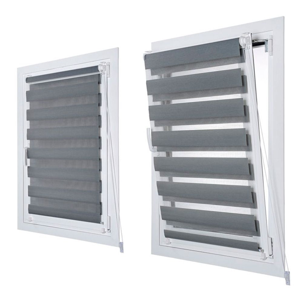Estor enrollable clip & fix, noche & dia, plata 150 x 180 cm