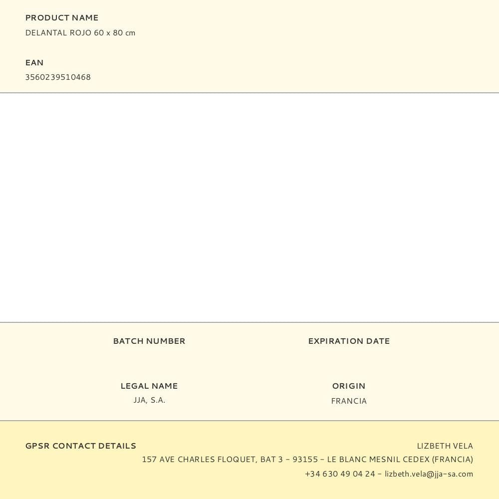 Delantal rojo, 60 x 80 cm