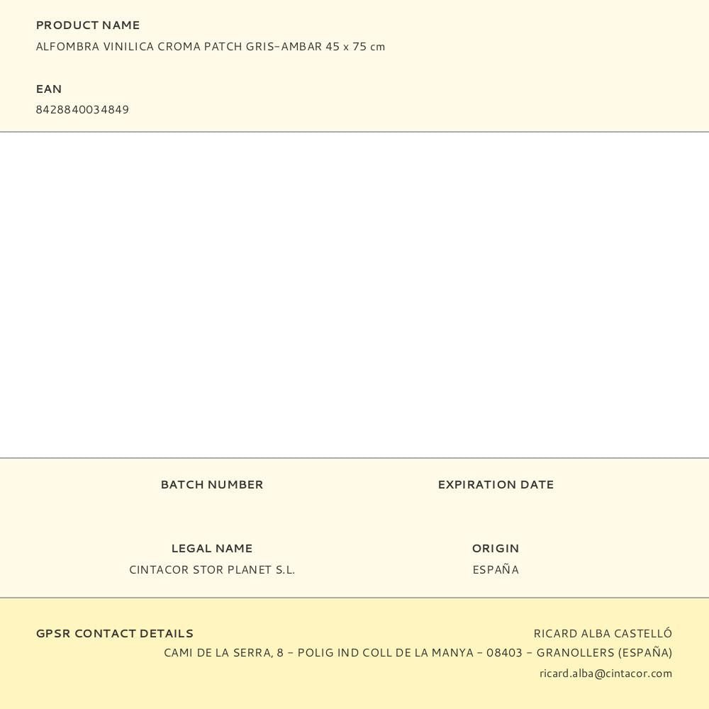 Alfombra vinílica croma patch gris-ambar 45 x 75 cm