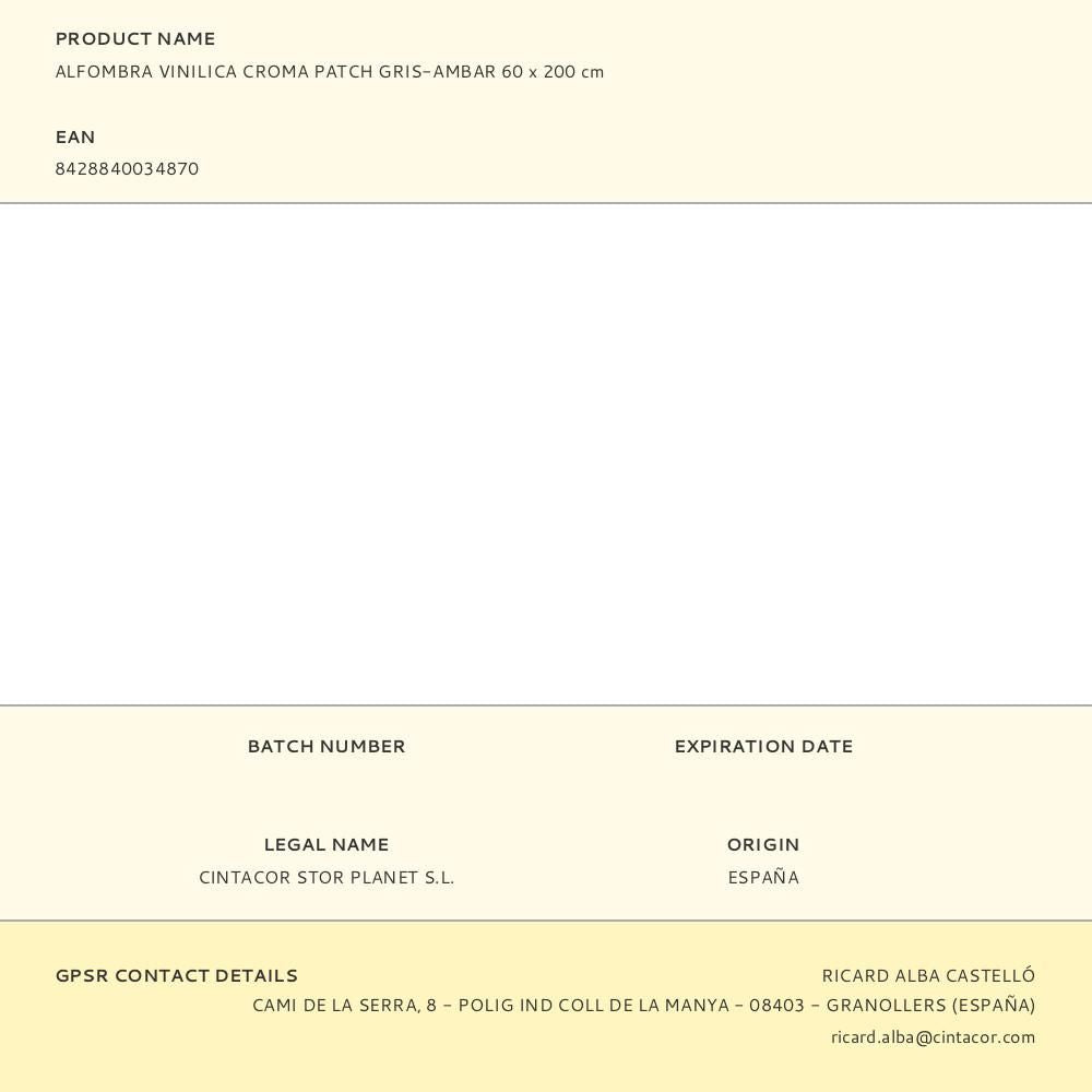 Alfombra vinílica croma patch gris-ambar 60 x 200 cm