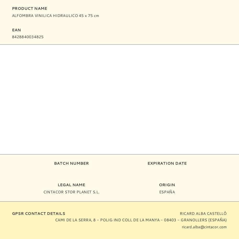 Alfombra vinílica hidráulico, 45 x 75 cm