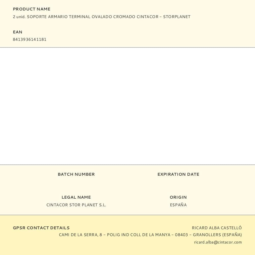 2 unid. soporte armario terminal ovalado cromado cintacor - storplanet