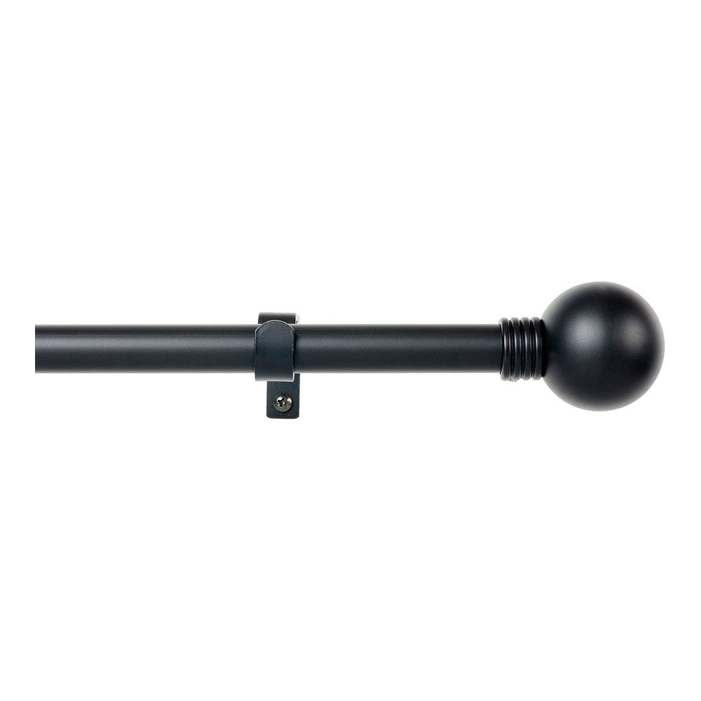Kit barra cortina anillo negro extensible de 110 - 200 cm