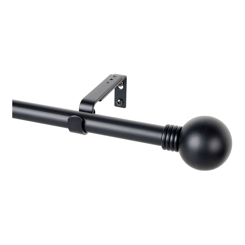 Kit barra cortina anillo negro extensible de 110 - 200 cm