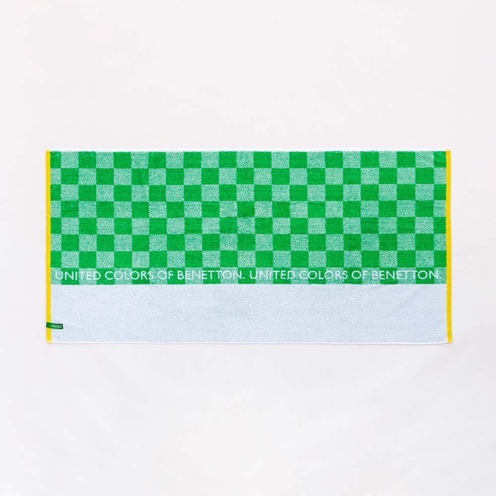 Toalla de playa 450 g / m² cuadros verdes 70 x 140 cm