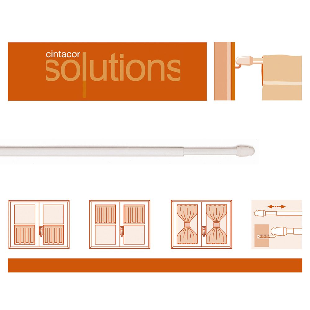 Portavisillo extensible plano blanco, ø1,1 x 40 - 65 cm, 2 uds