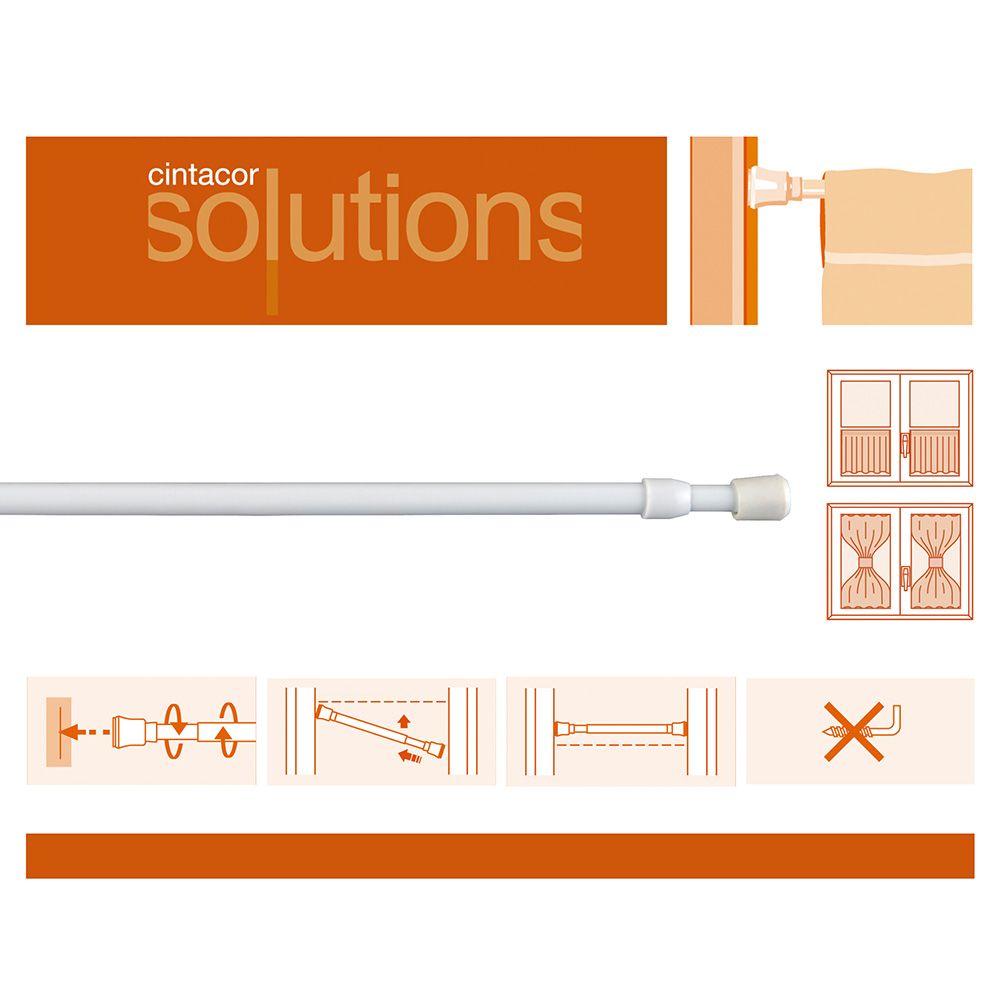 Portavisillo extensible a presión rosca blanco, ø0,8 x 40 - 65 cm, 2 uds