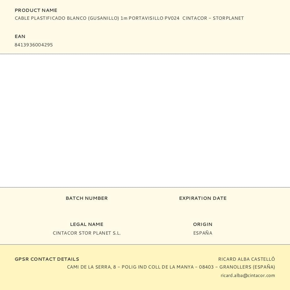 Cable plastificado portavisillo blanco 0,4 cm x 1 m