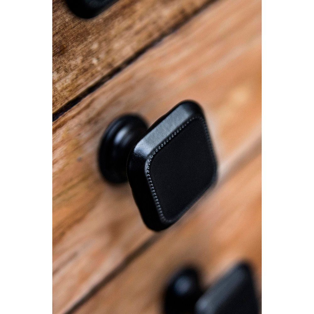 Pomo para mueble, modelo 3120, de zamak con acabado negro mate, 30 x 30 mm, blister 4 uds