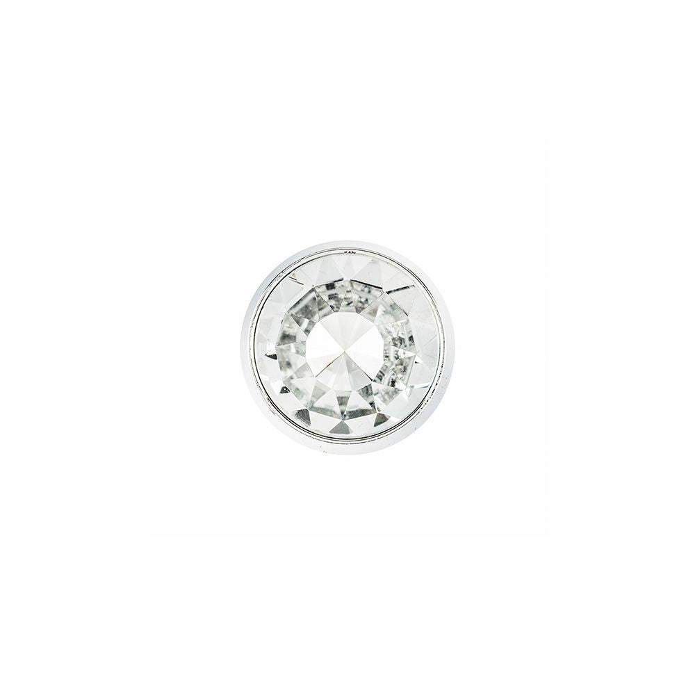 Pomo para mueble, modelo 943, de cristal con acabado cromo brillo - transparente, ø27 mm, blister 4 uds