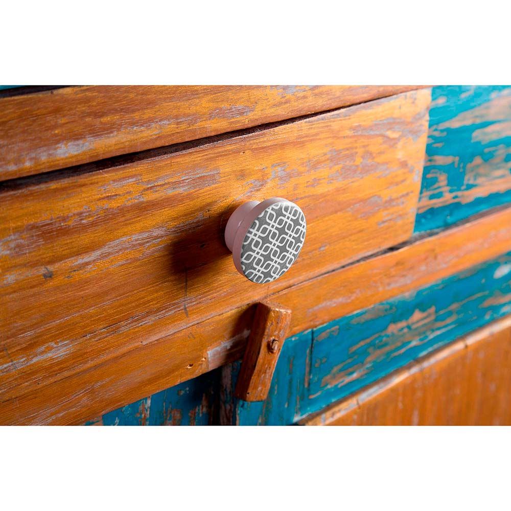 Pomo para mueble, modelo e225, de madera con acabado gris, ø38 mm, blister 4 uds