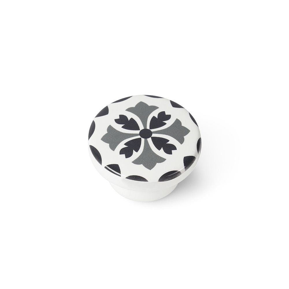 Pomo para mueble mod. e243 de madera con acabado gris, ø38 mm, blister 4 uds