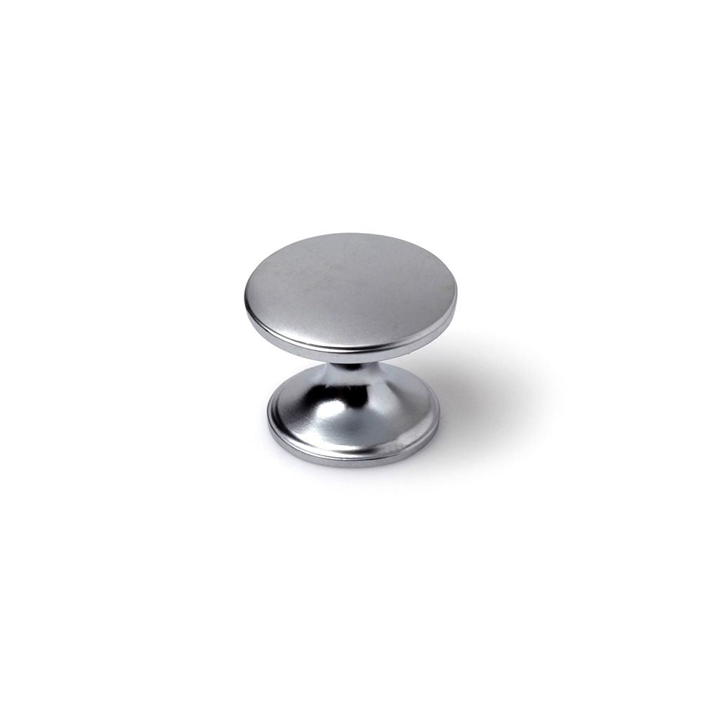 Pomo para mueble mod. 756 de zamak con acabado cromo mate, ø33 mm, blister 4 uds