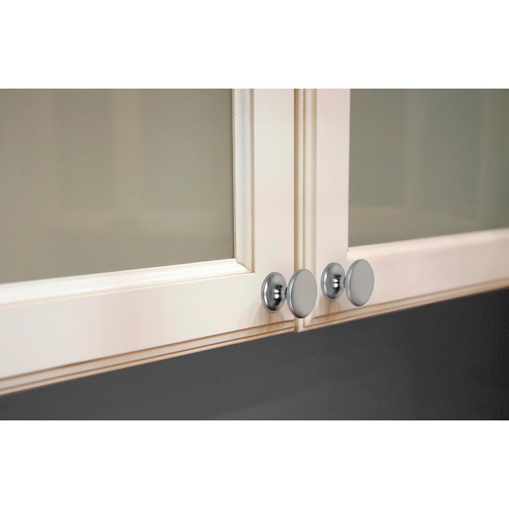 Pomo para mueble, modelo 756, de zamak con acabado cromo mate, ø33 mm, blister 4 uds