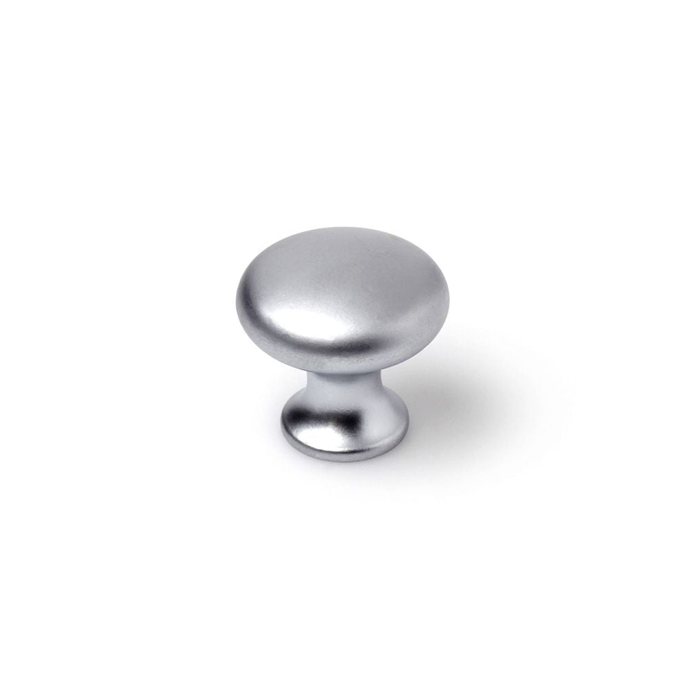 Pomo para mueble mod. 760 de zamak con acabado cromo mate, ø25 mm, blister 4 uds