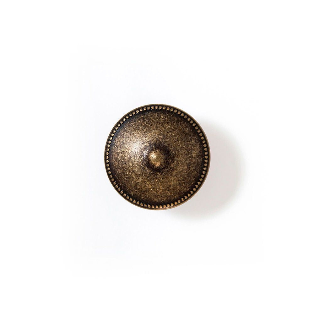 Pomo para mueble, modelo 3121, de zamak con acabado cuero viejo, ø30 mm, blister 4 uds