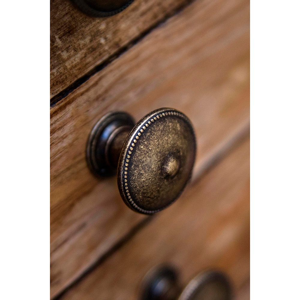 Pomo para mueble, modelo 3121, de zamak con acabado cuero viejo, ø30 mm, blister 4 uds
