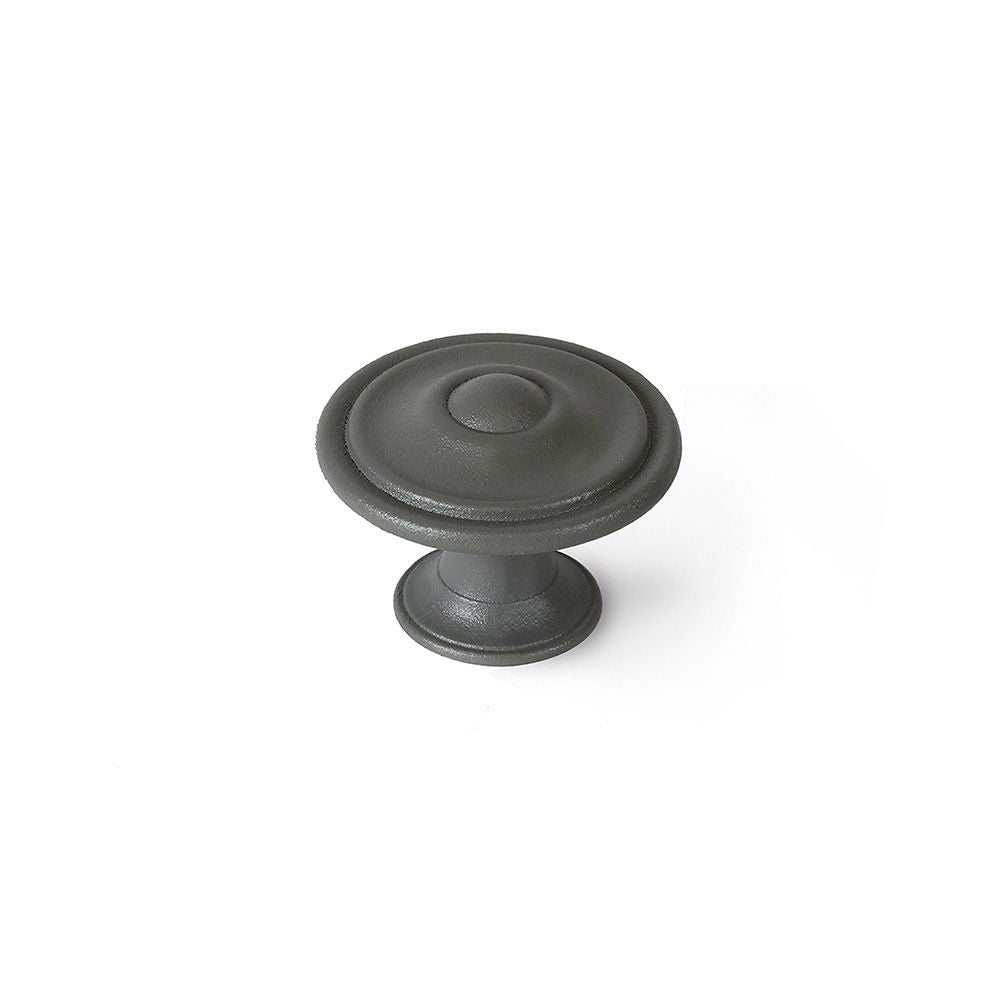 Pomo para mueble mod. 3110 de zamak con acabado gris ceniza, ø35 mm, blister 4 uds