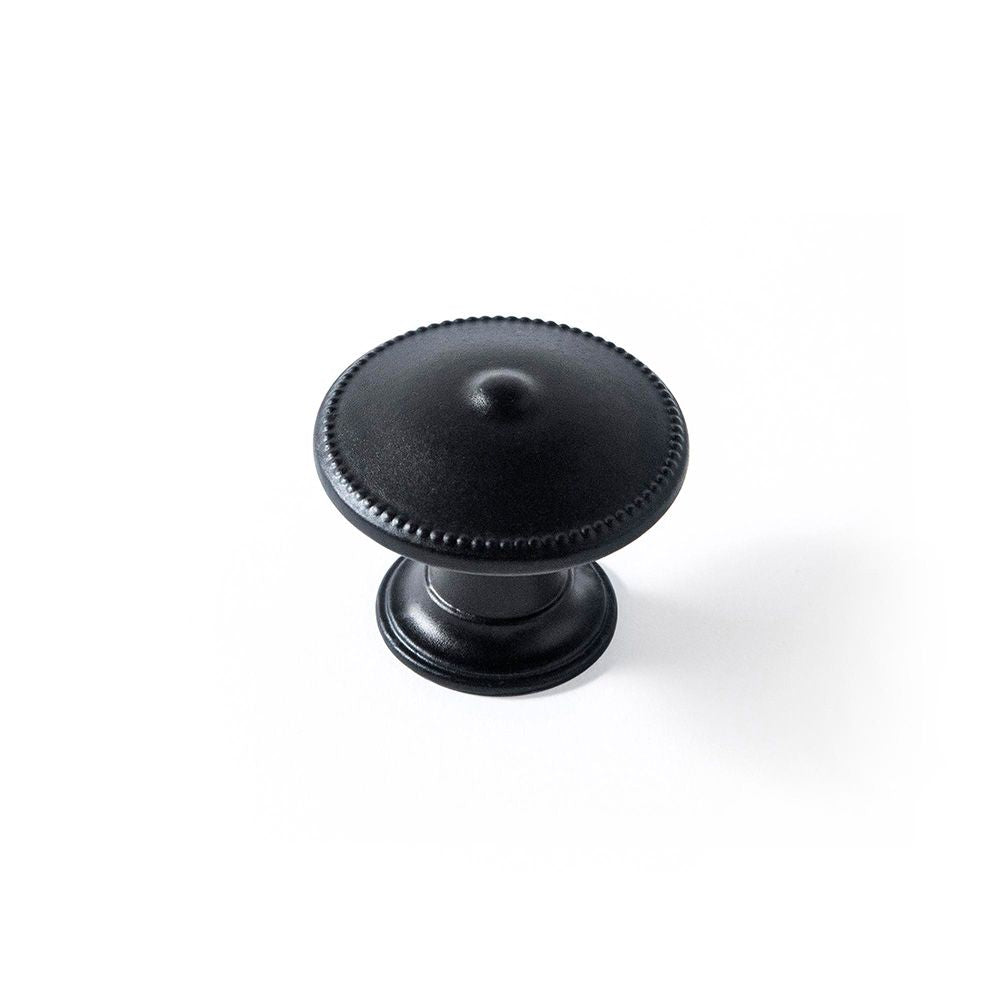 Pomo para mueble mod. 3121 de zamak con acabado negro mate ø30 mm, blister 4 uds