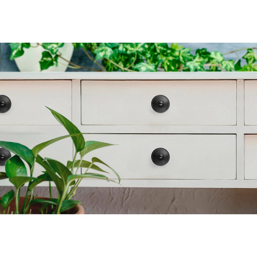 Pomo para mueble mod. 3121 de zamak con acabado negro mate ø30 mm, blister 4 uds