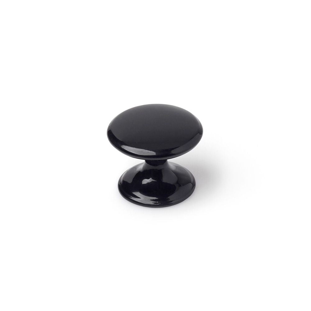 Pomo para mueble mod. 756 de zamak con acabado negro ø33 mm, blister 4 uds