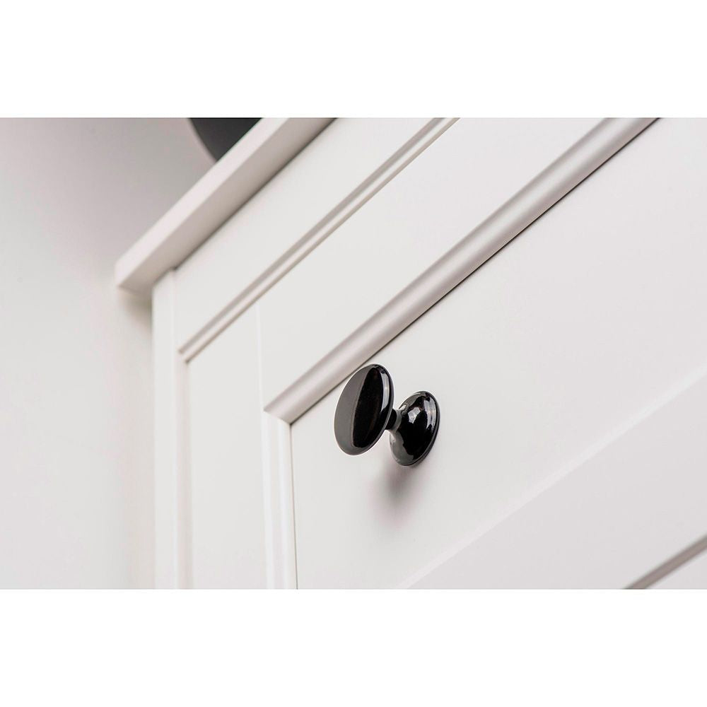 Pomo para mueble, modelo 756, de zamak con acabado negro, ø33 mm, blister 4 uds