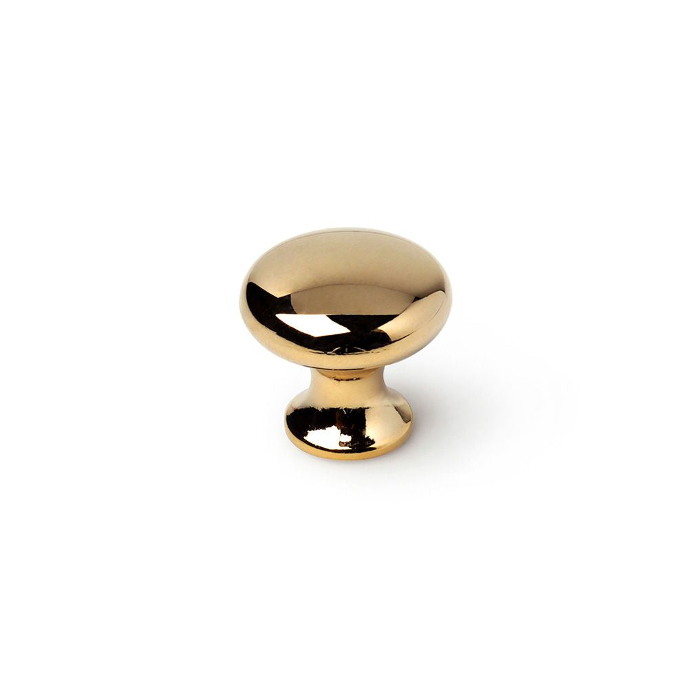 Pomo para mueble mod. 760 de zamak con acabado oro ø25 mm, blister 4 uds
