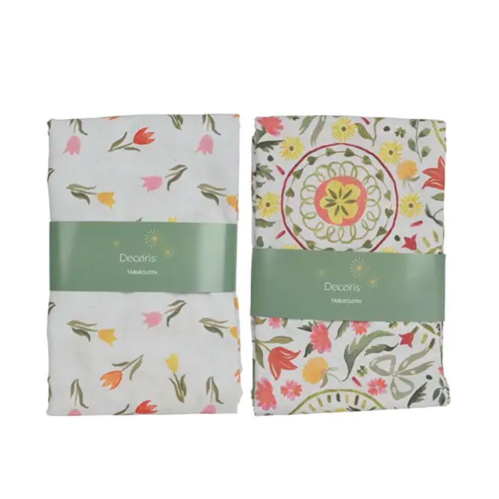 Mantel de poliéster y algodón, diseño de flores, modelos variados, 140 x 250 cm