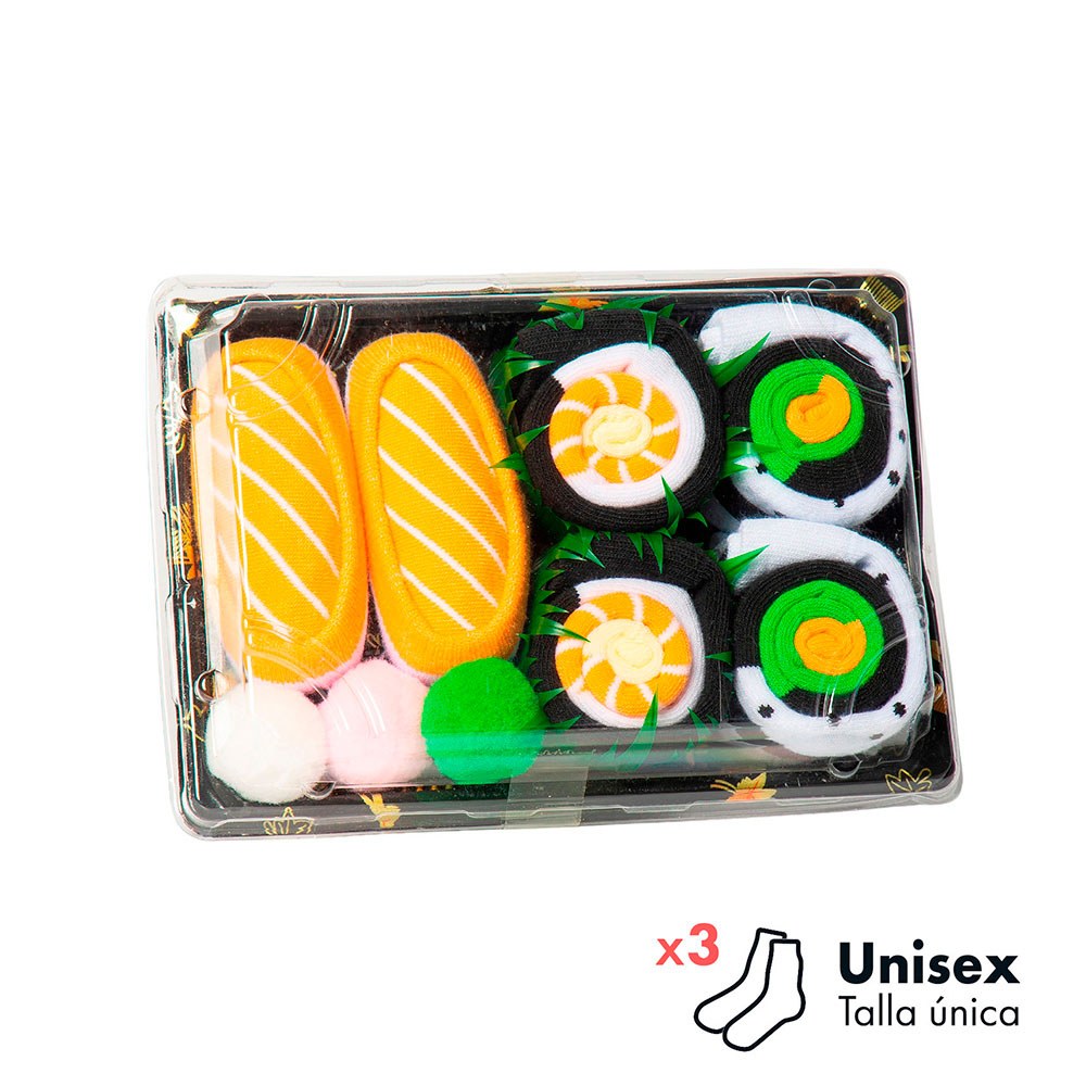 Calcetines caja regalo modelo sushi 3 pares unisex talla única