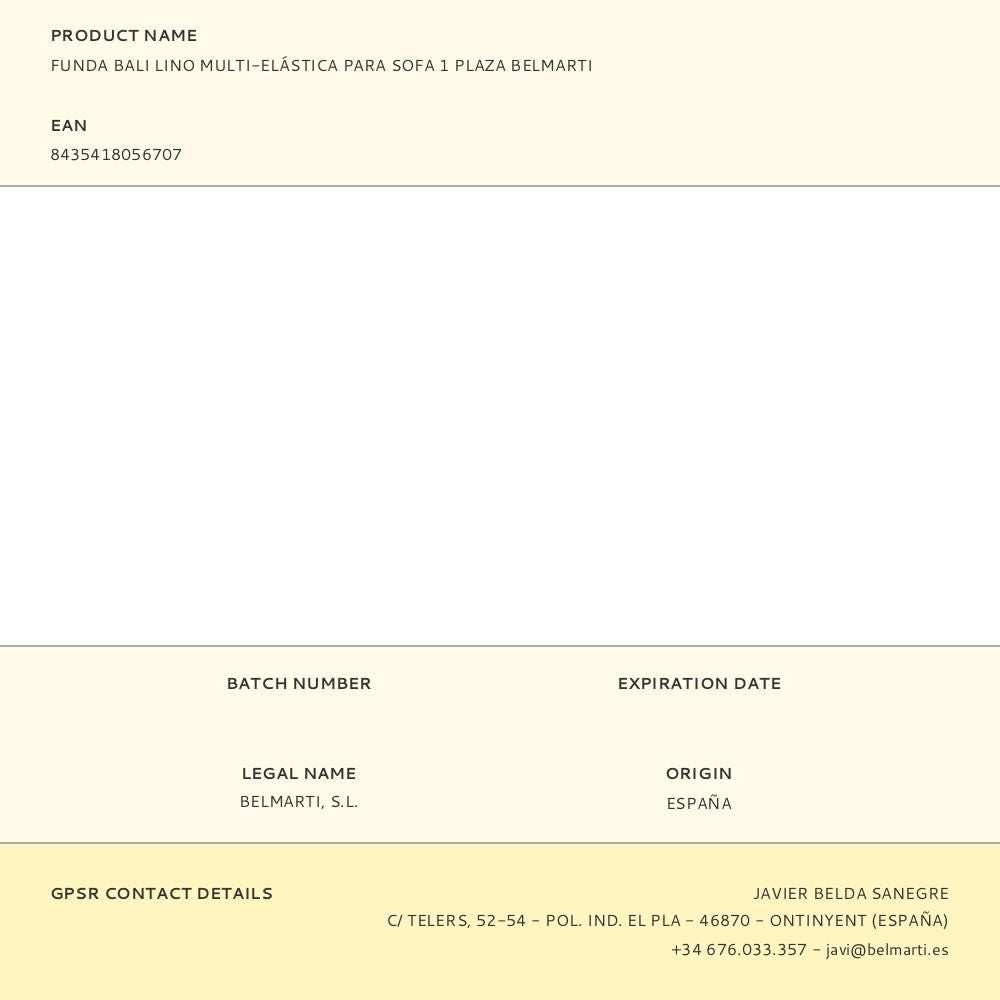 Funda bali lino multi-elástica para sofa 1 plaza