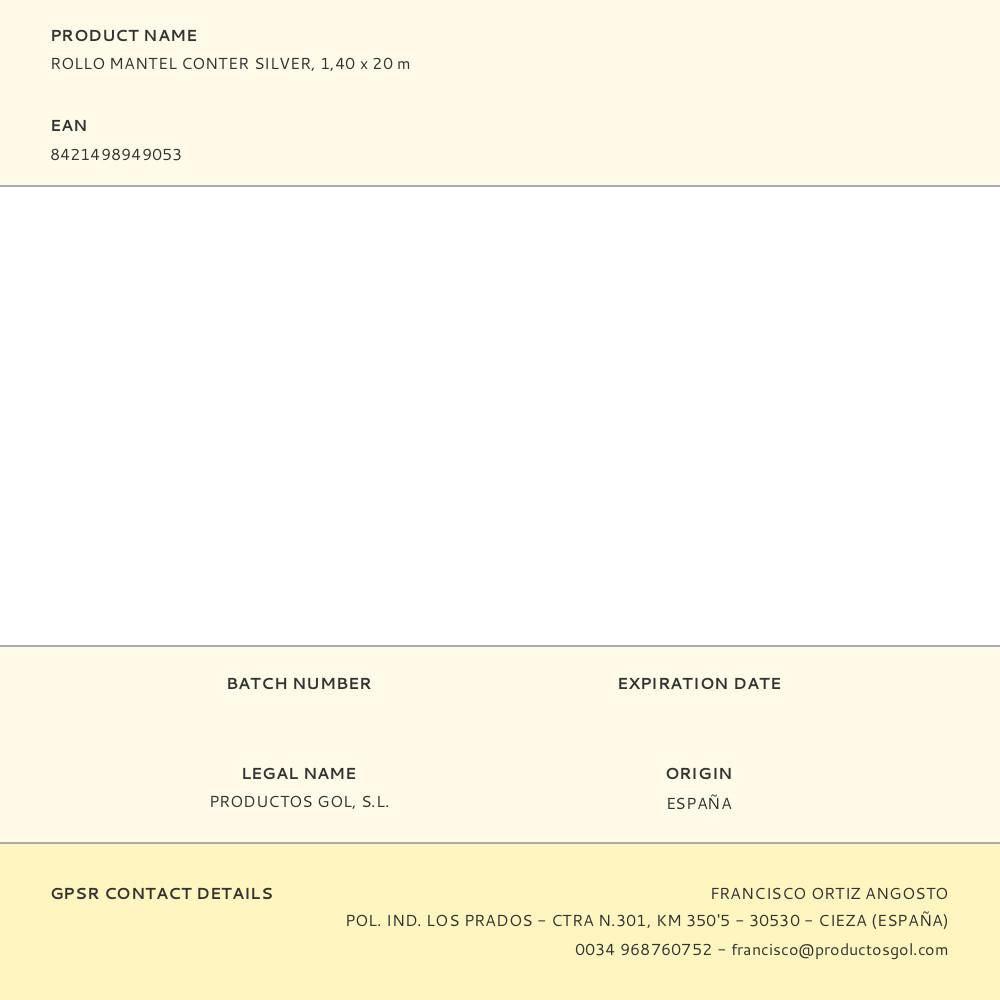 Rollo mantel conter silver 1,40 x 20 m