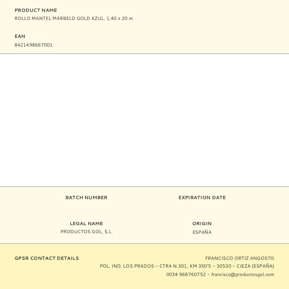 Rollo mantel marbeld gold azul 1,40 x 20 m