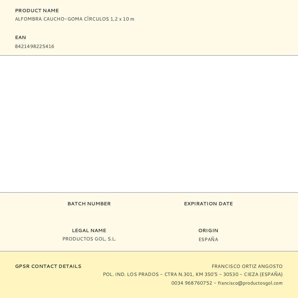 Alfombra caucho-goma círculos 1,2 x 10 m