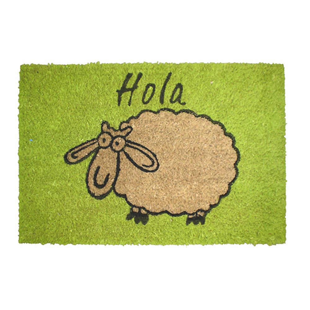 Felpudo de fibra de coco pintado diseño oveja, 60 x 40 cm