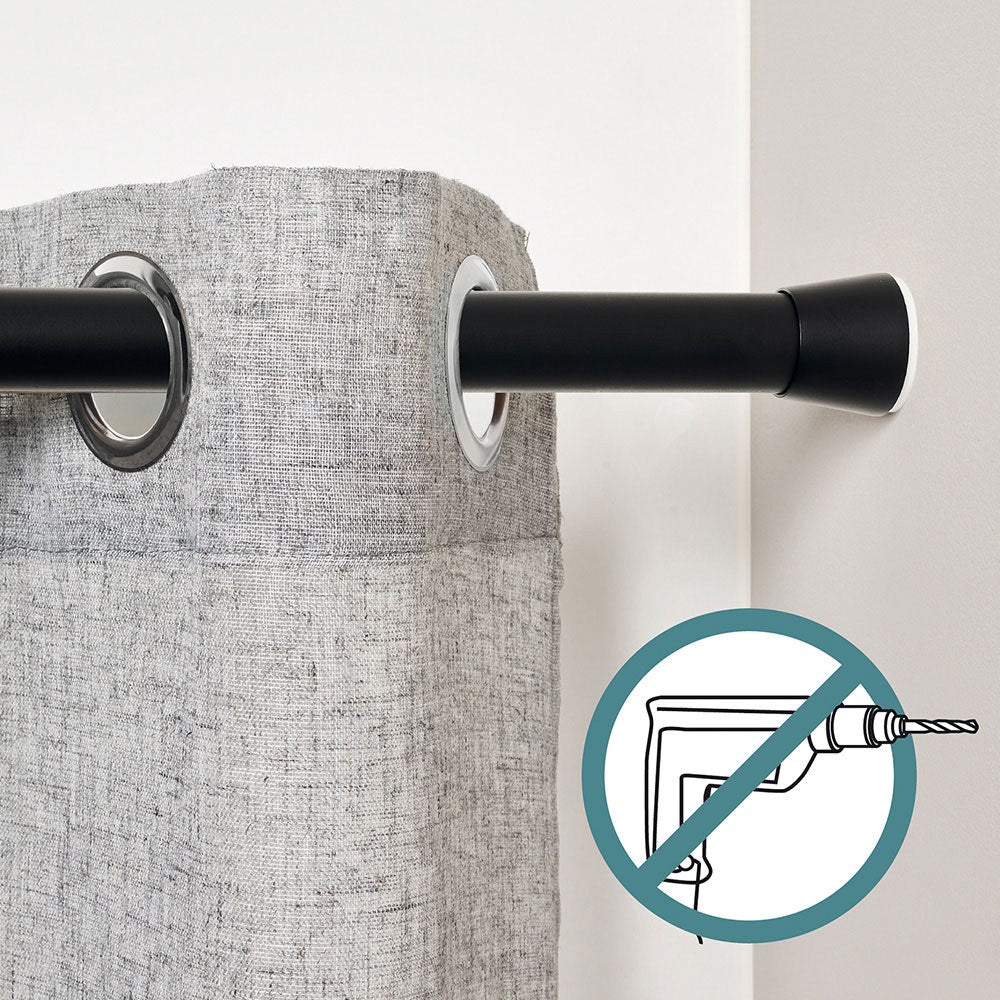 Barra extensible multiuso a presión sin taladro, negra, ø2,8 - 2,5 x 70 - 120 cm