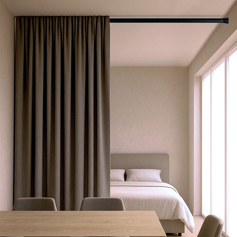 Barra extensible multiuso a presión sin taladro, negra, ø2,8 - 2,5 x 120 - 210 cm