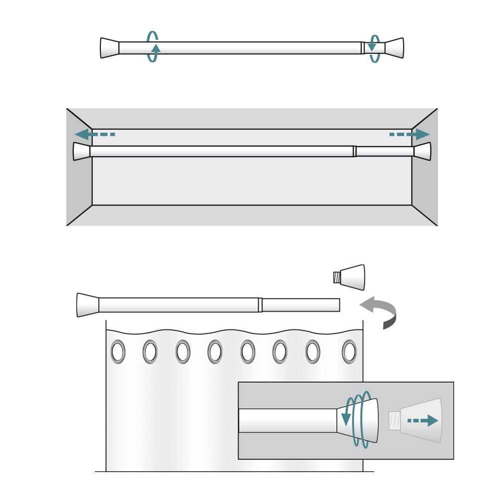 Barra extensible multiuso a presión sin taladro, madera, ø2,8 - 2,5 x 50 - 80 cm