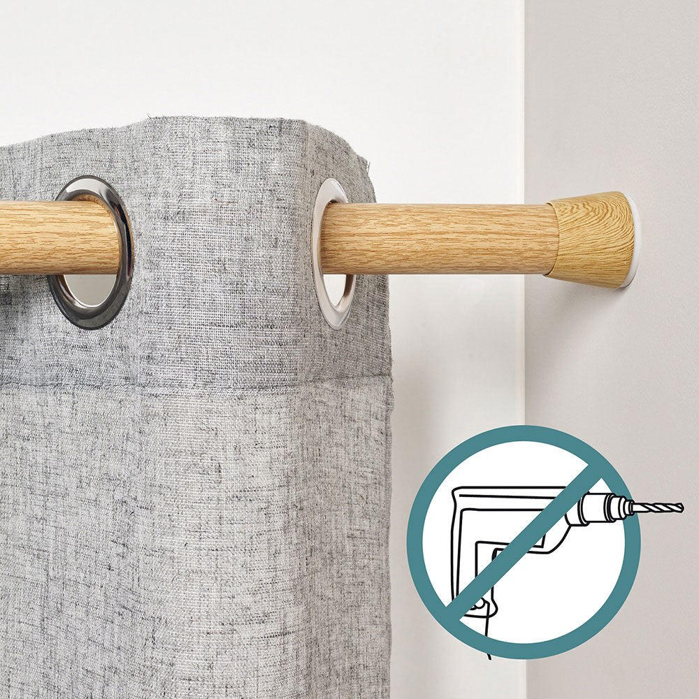 Barra extensible multiuso a presión sin taladro, madera, ø2,8 - 2,5 x 120 - 210 cm