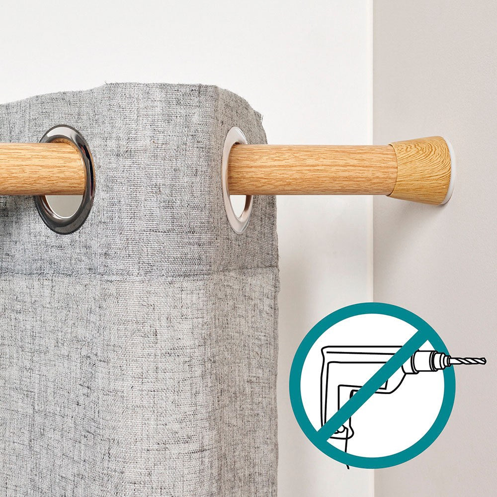 Barra extensible multiuso a presión sin taladro, madera, ø2,8 - 2,5 x 120 - 210 cm