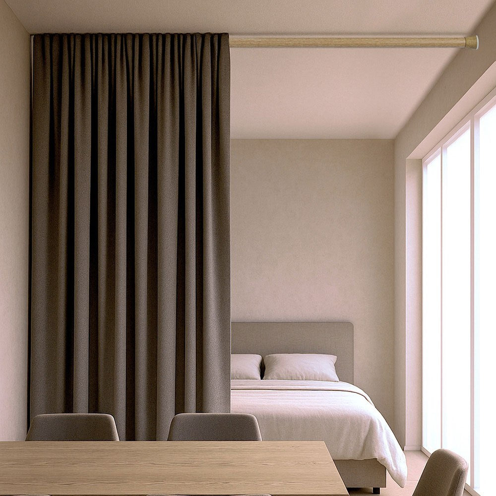 Barra extensible multiuso a presión sin taladro, madera, ø2,8 - 2,5 x 140 - 250 cm