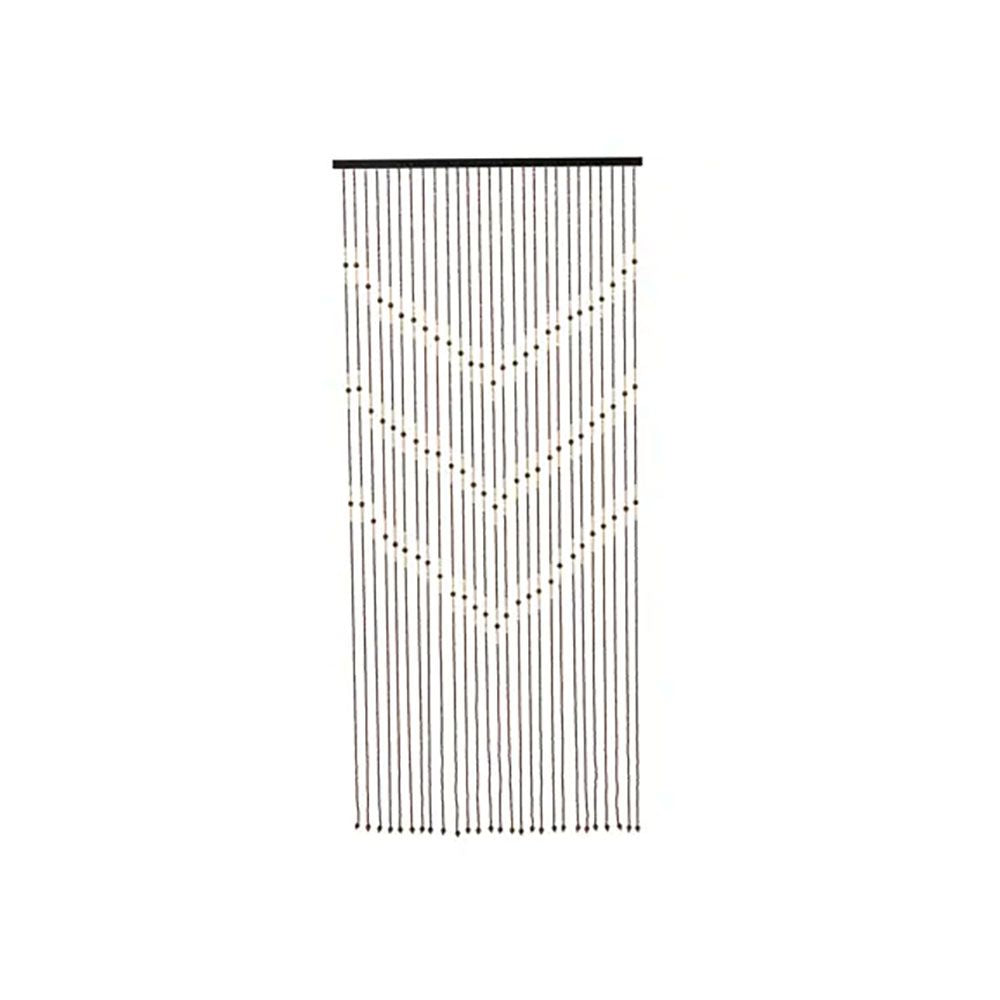 Cortina para puerta de bambú a rayas y barra de bambú 90 x 200 cm