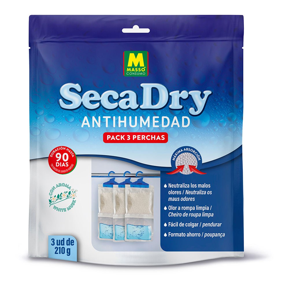 Percha antihumedad secadry, 210 g, 3 uds